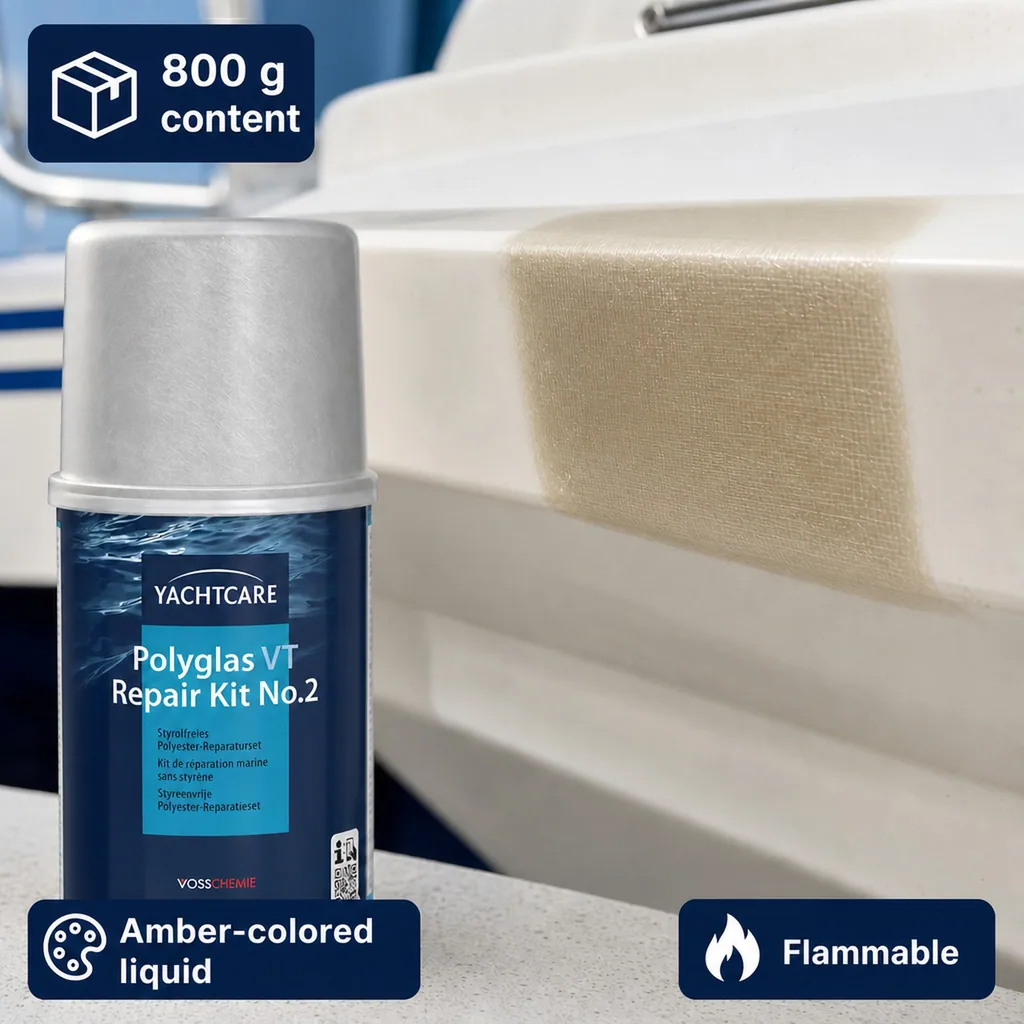 Fiberglass Repair Kit, Polyglas VT Repair Kit No.2 800 g, Boat Repair Kit, Yacht Repair Kit