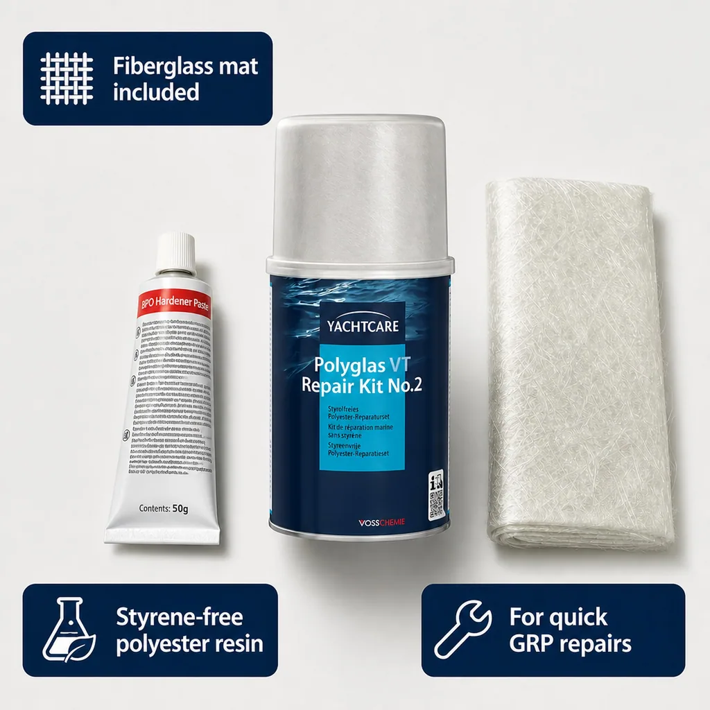 Fiberglass Repair Kit, Polyglas VT Repair Kit No.2 800 g, Boat Repair Kit, Yacht Repair Kit