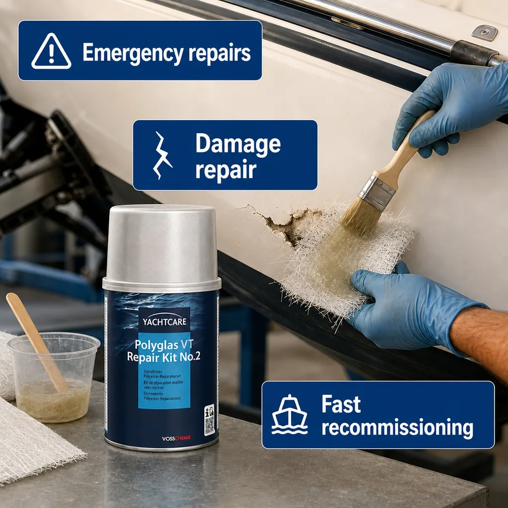 Fiberglass Repair Kit, Polyglas VT Repair Kit No.2 800 g, Boat Repair Kit, Yacht Repair Kit
