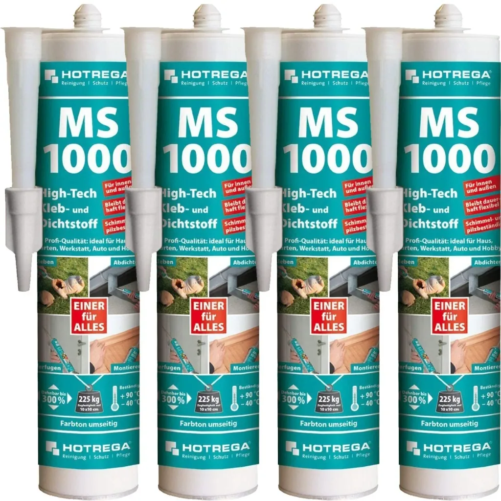 Clear Adhesive Sealant, High Tech Adhesive, 4 x 290 ml, Transparent Sealant