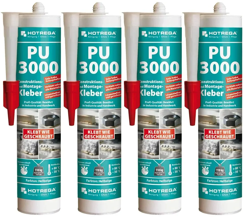 Construction Adhesive, Mounting Adhesive, PU Adhesive, 4 x 310 ml