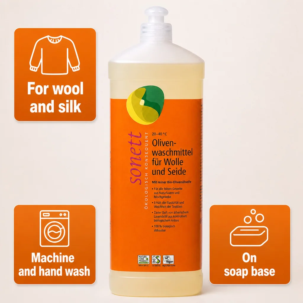Wool Detergent, Silk Detergent, Liquid Laundry Detergent, Delicate Detergent, 2 x 1 Liter, Olive Oil Soap