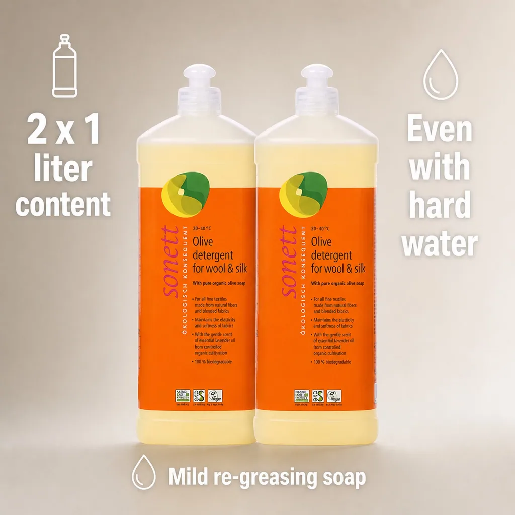 Wool Detergent, Silk Detergent, Liquid Laundry Detergent, Delicate Detergent, 2 x 1 Liter, Olive Oil Soap