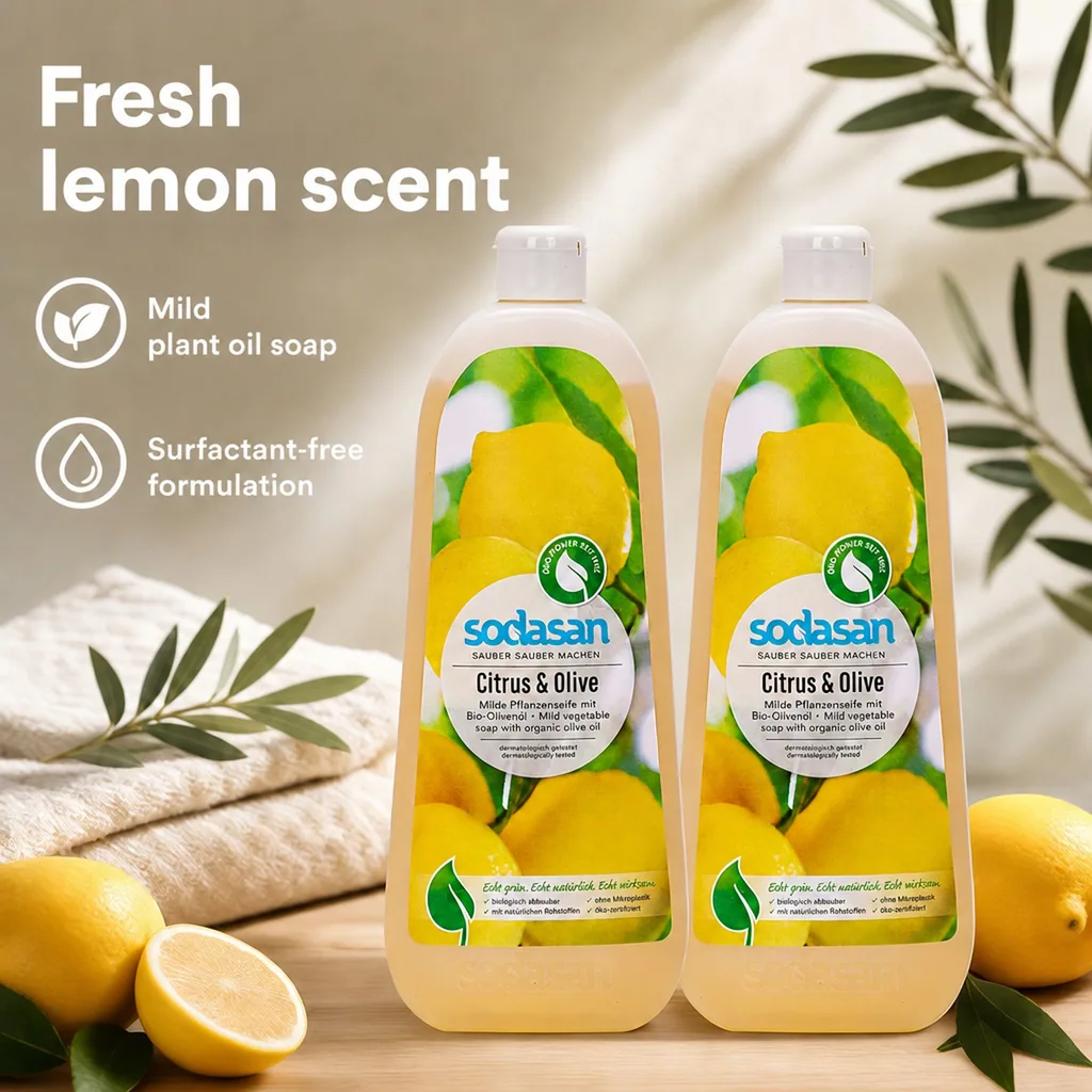 Liquid Hand Soap, Citrus-Olive, Natural Hand Soap, 2 x 1 Liter