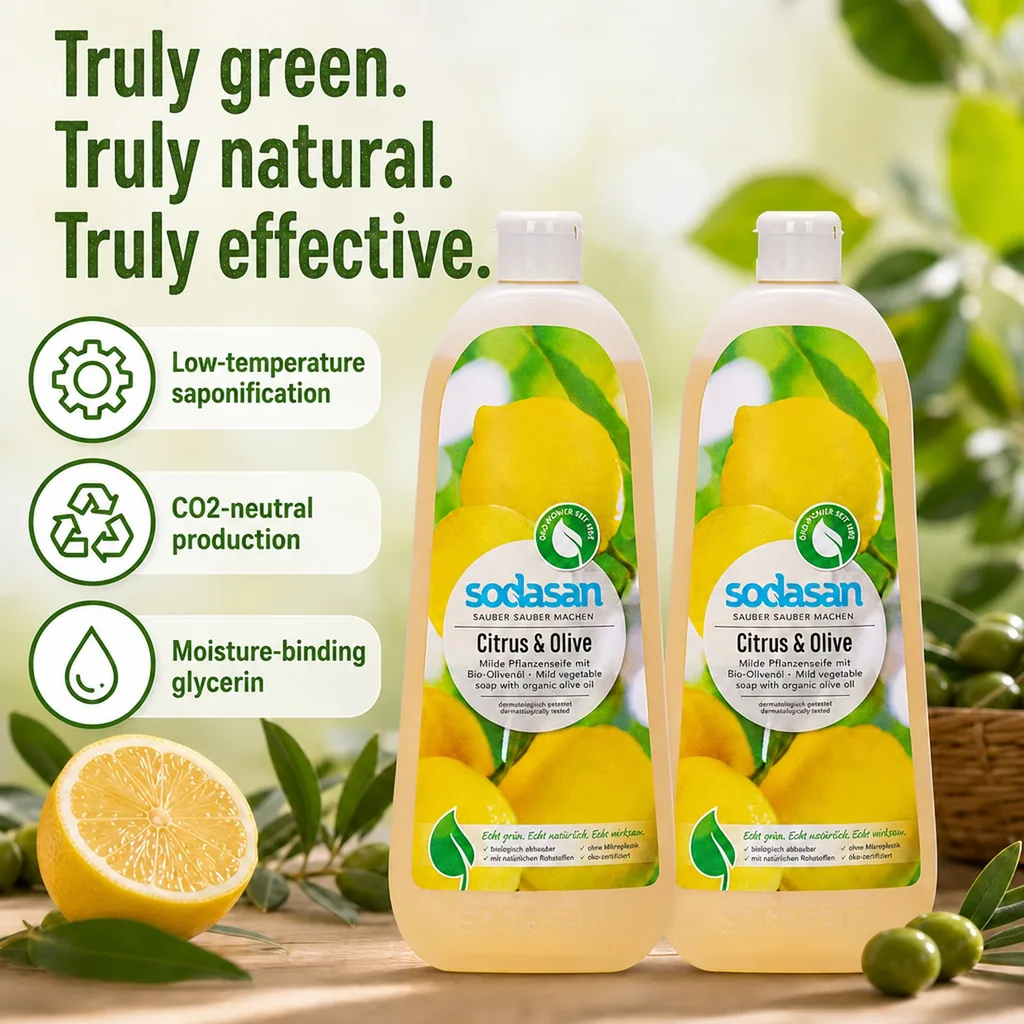 Liquid Hand Soap, Citrus-Olive, Natural Hand Soap, 2 x 1 Liter