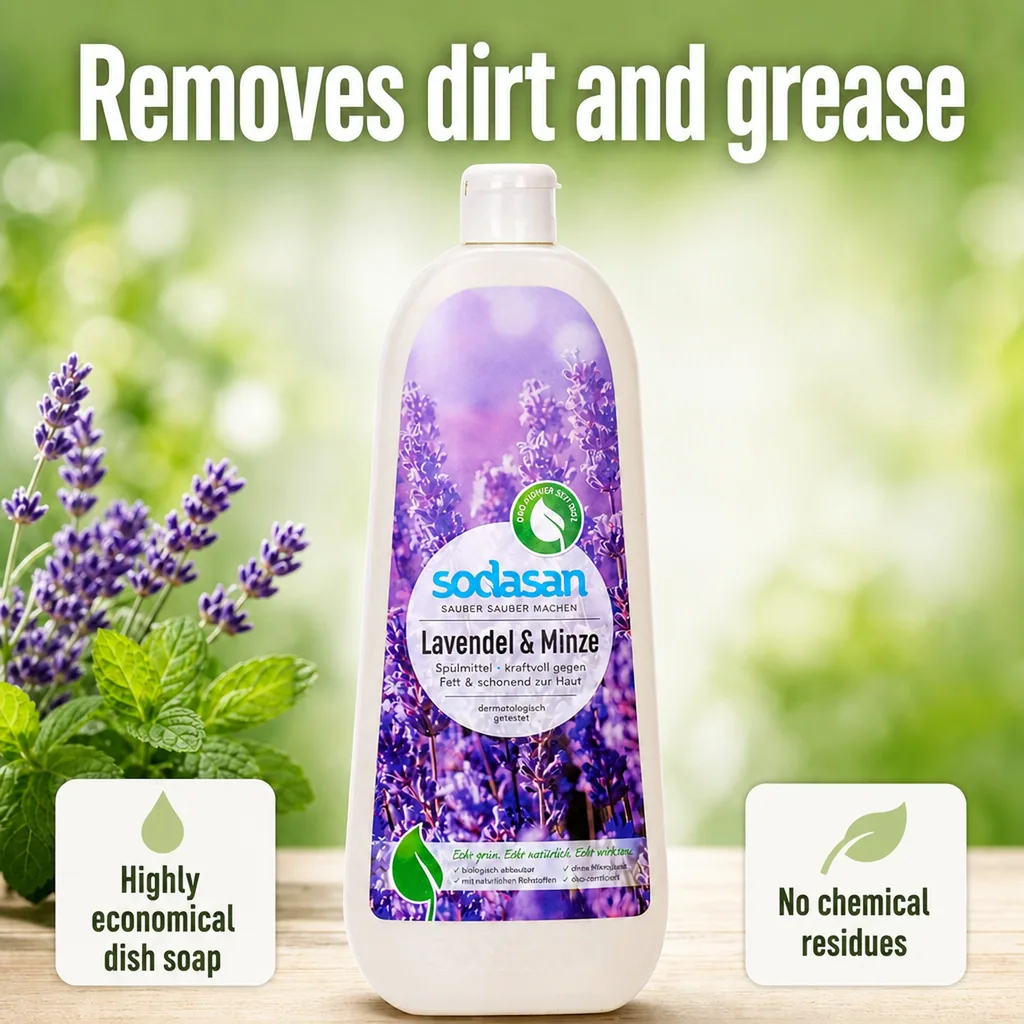 Dish Soap, Natural Dish Soap, Eco Friendly, Lavender & Mint, 1 Liter
