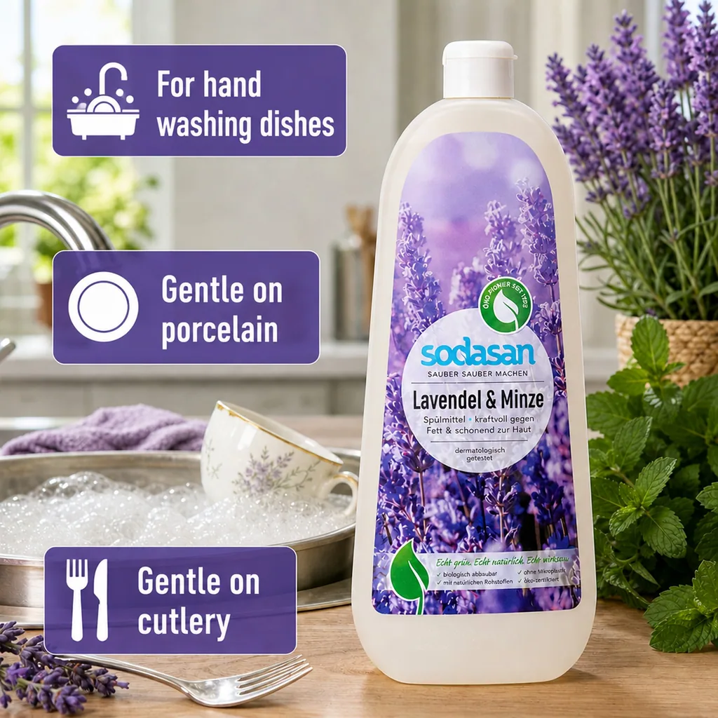 Dish Soap, Natural Dish Soap, Eco Friendly, Lavender & Mint, 1 Liter