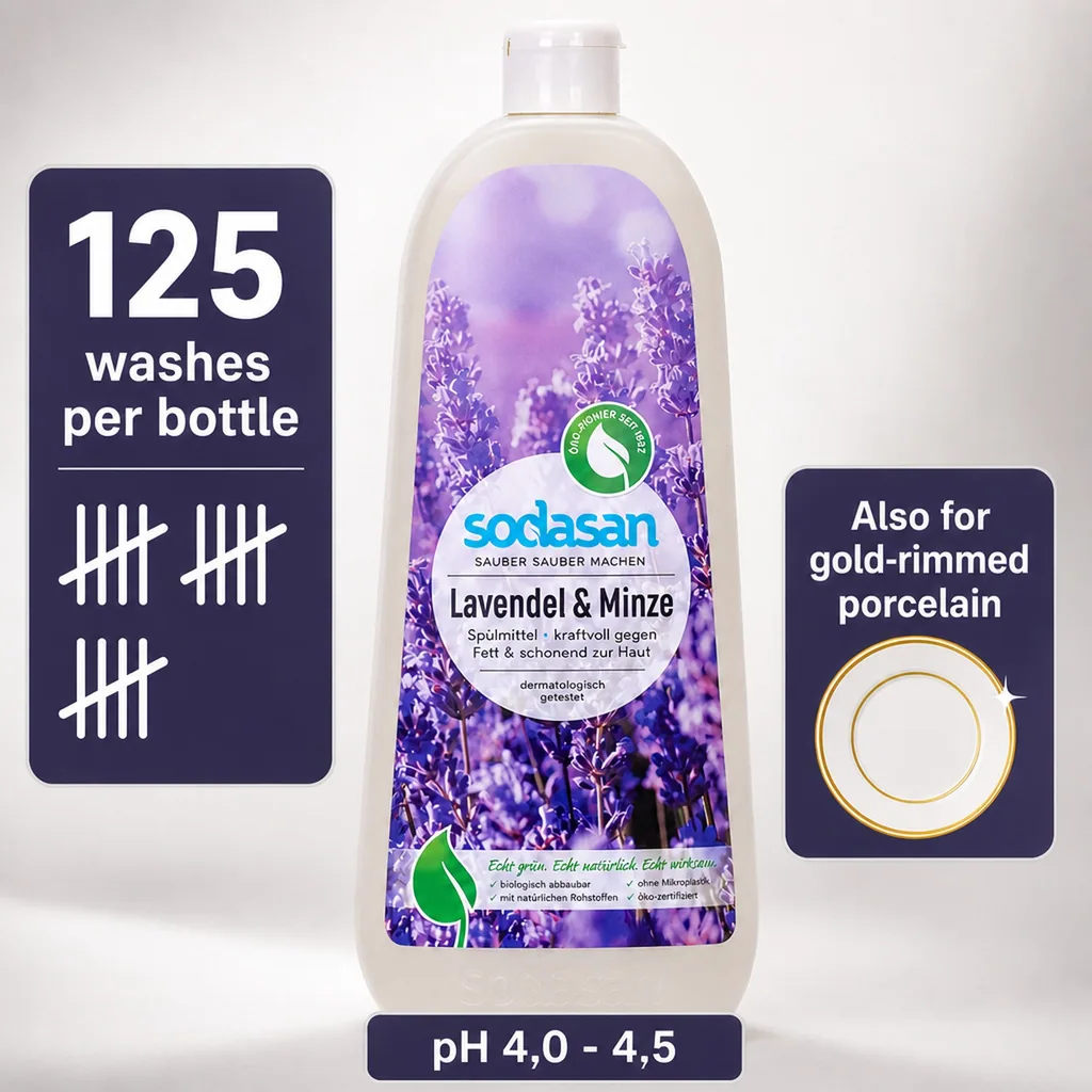 Dish Soap, Natural Dish Soap, Eco Friendly, Lavender & Mint, 1 Liter