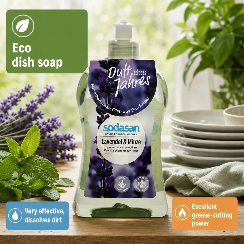 Dish Soap, Lavender & Mint Scented, Natural Dishwashing Liquid 500 ml, Plant Based