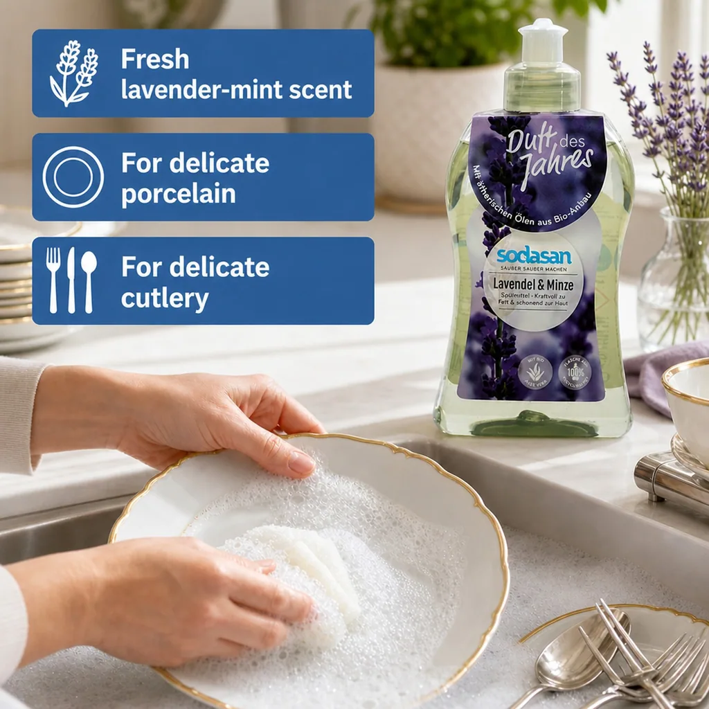 Dish Soap, Lavender & Mint Scented, Natural Dishwashing Liquid 500 ml, Plant Based
