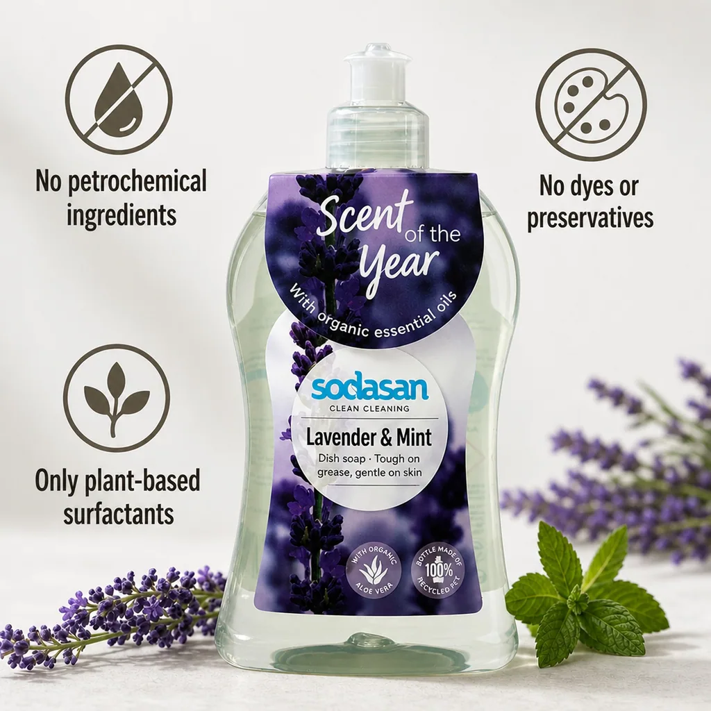 Dish Soap, Lavender & Mint Scented, Natural Dishwashing Liquid 500 ml, Plant Based