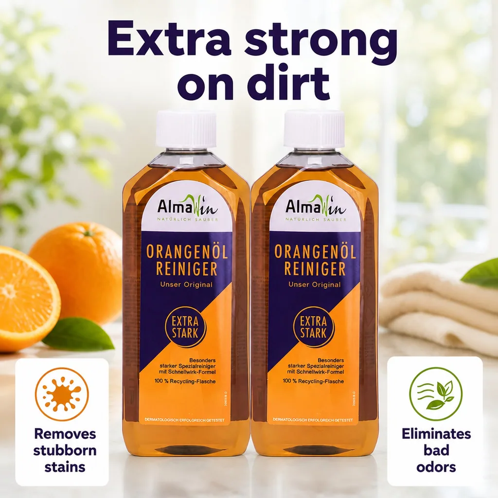 Orange oil cleaner concentrate, Extra strong cleaner, Multi surface orange cleaner 2 x 500 ml