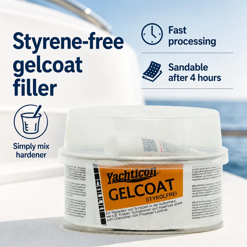 Gelcoat filler, 250 g, RAL 9010 pure white, styrene free filler