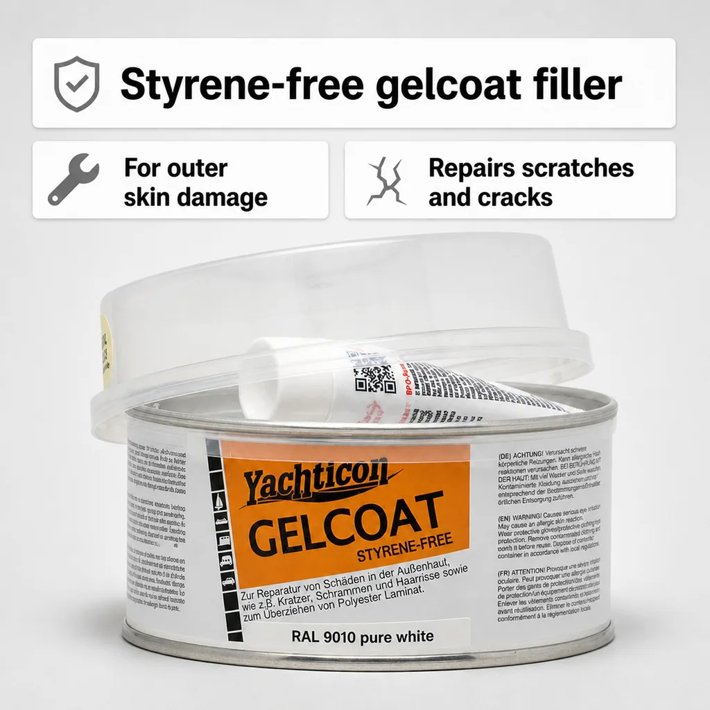 Gelcoat filler, 250 g, RAL 9010 pure white, styrene free filler