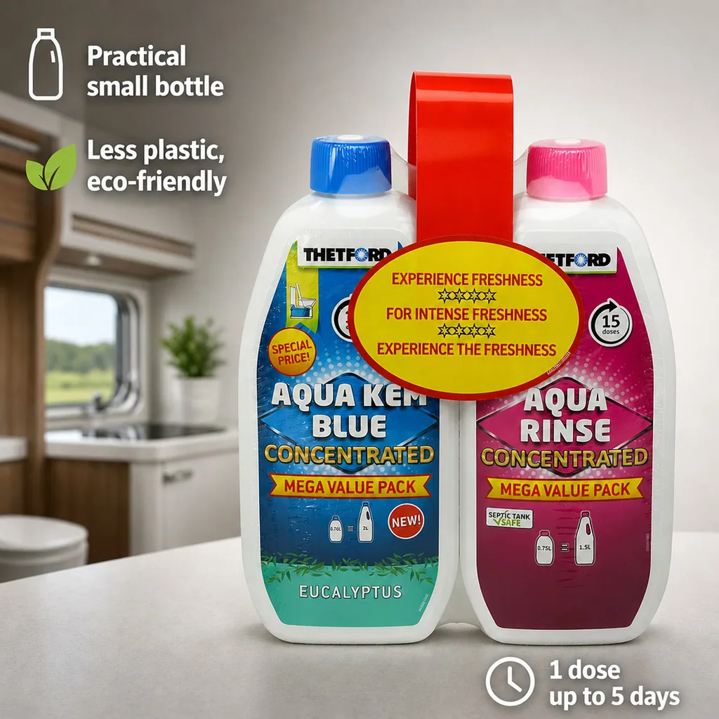 RV Toilet Chemicals, Portable Toilet Chemicals, RV Waste Treatment, 0.78 Liter Aqua Kem Blue Eucalyptus & 0.75 Liter Aqua Rinse Duopack