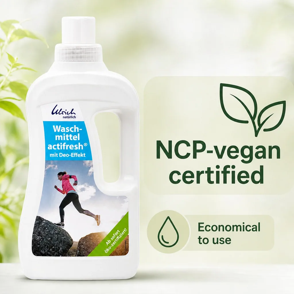 Laundry Detergent, Natural Laundry Detergent, 1 Liter Actifresh with Deodorizing Effect, vegan certified