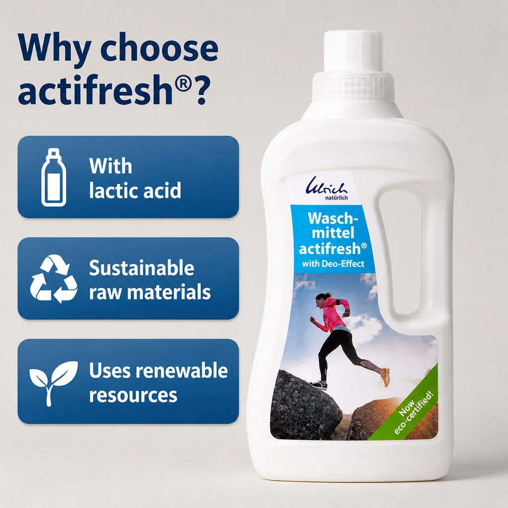 Laundry Detergent, Natural Laundry Detergent, 1 Liter Actifresh with Deodorizing Effect, vegan certified