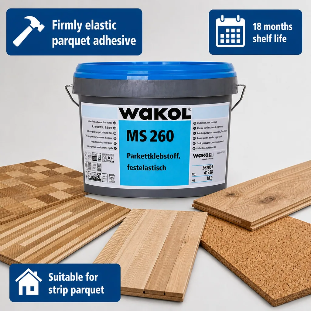 Wood Flooring Adhesive, Parquet Adhesive, Elastic Flooring Adhesive, 18kg