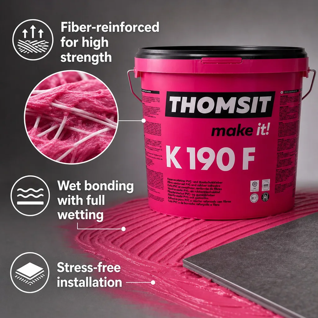 PVC flooring adhesive, rubber flooring adhesive, fiber reinforced adhesive, 13 kg