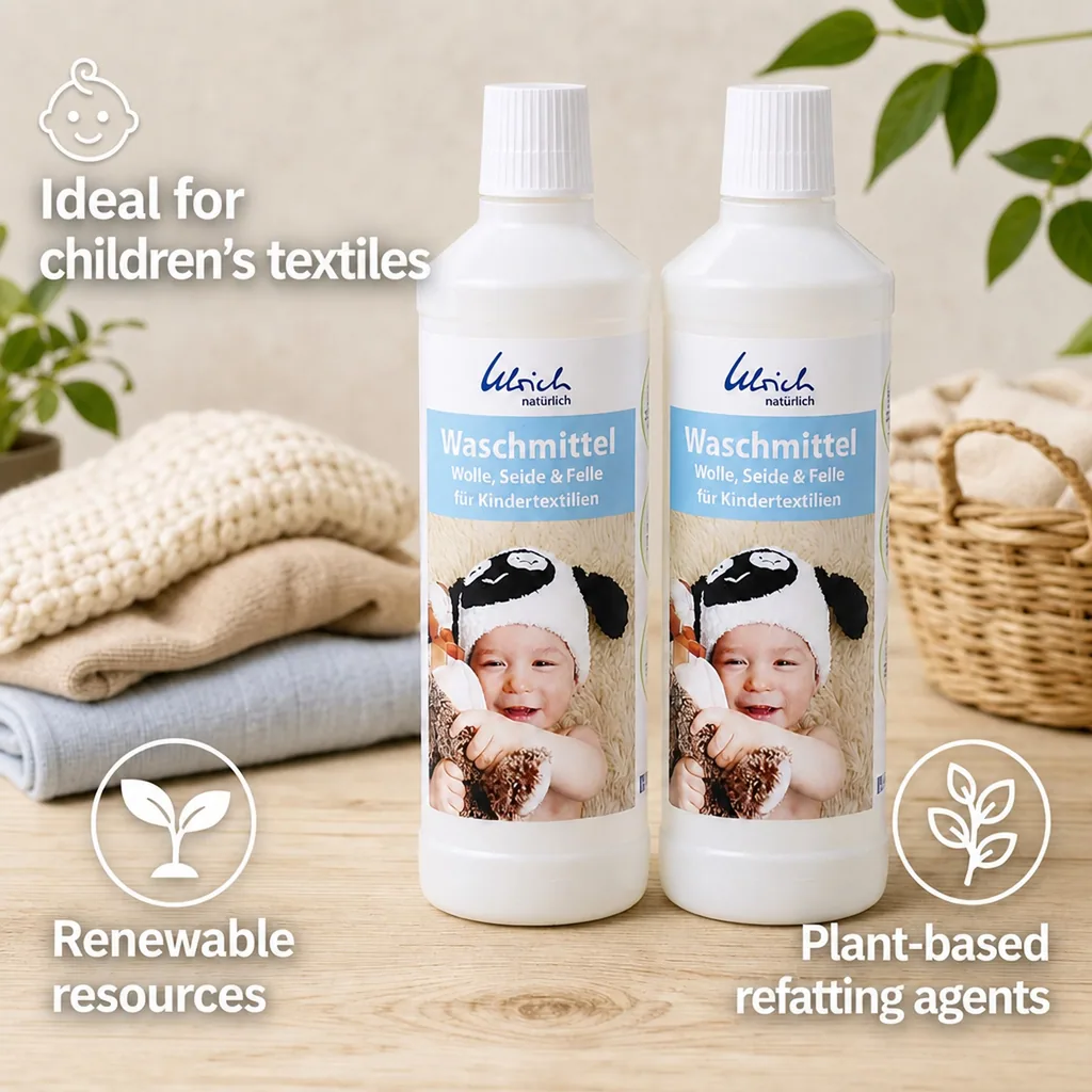 Laundry detergent for baby clothes, gentle laundry detergent, 2 X 500 ml liquid, wool, silk & delicates