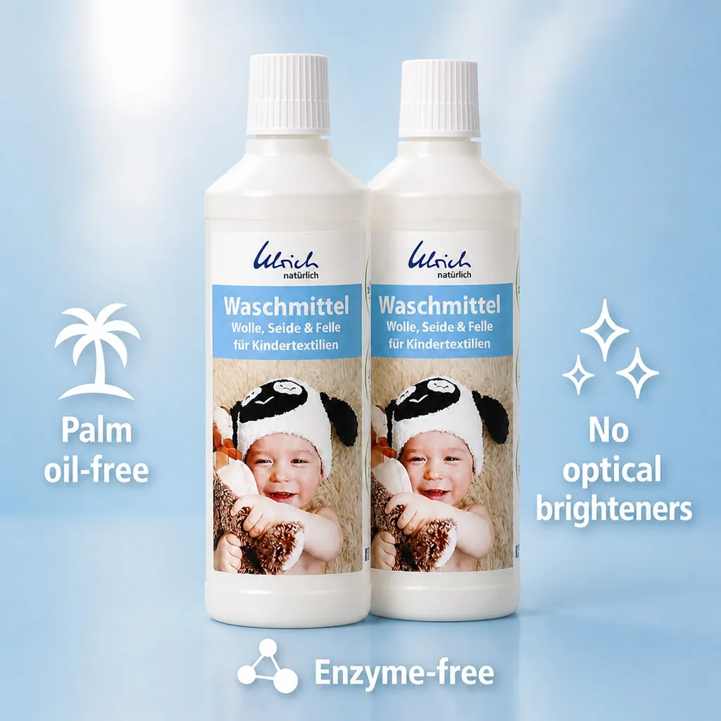 Laundry detergent for baby clothes, gentle laundry detergent, 2 X 500 ml liquid, wool, silk & delicates