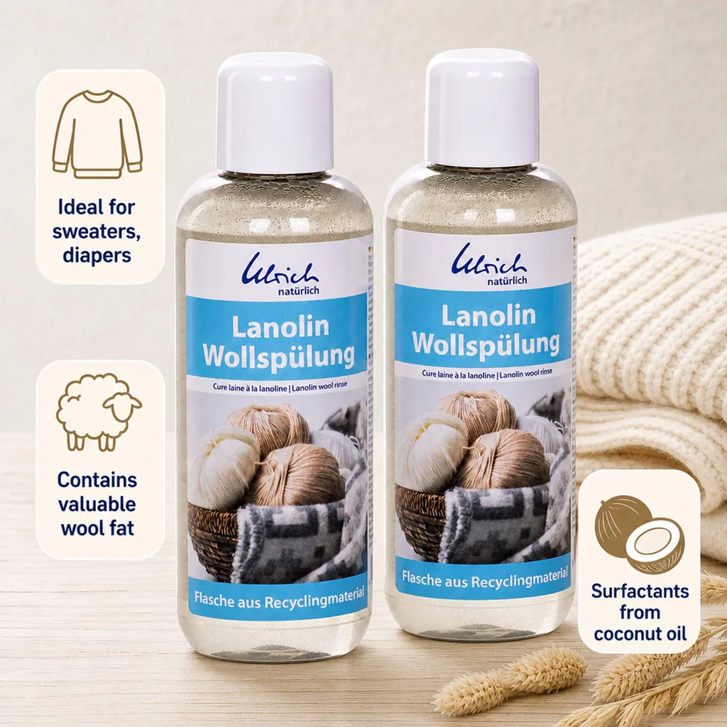 Wool Wash, Lanolin Wool Rinse 2 x 250 ml, Wool Conditioner