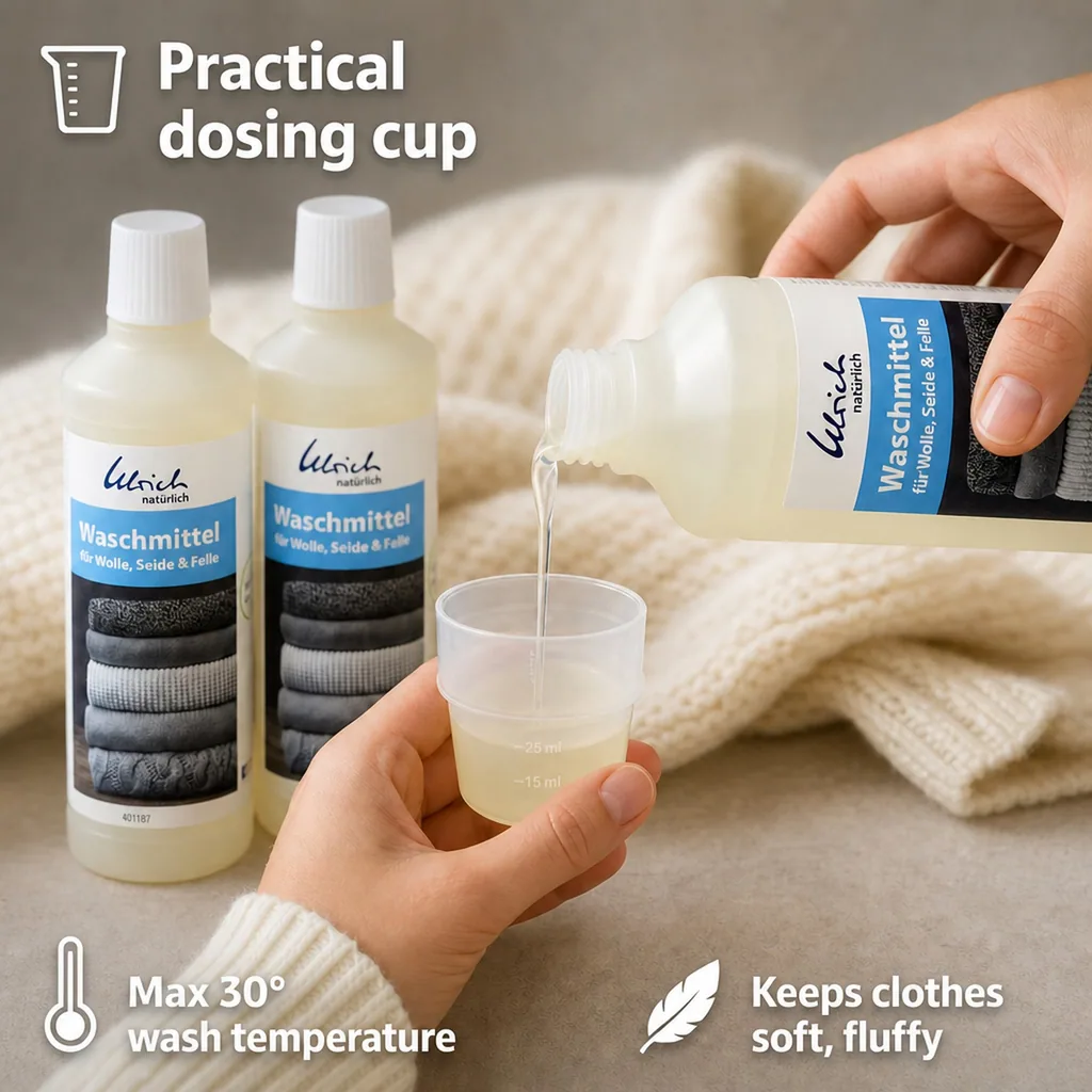 Wool Detergent, Silk Detergent, Delicate Detergent, 2 x 500 ml Liquid with Lanolin, Wool and Silk Detergent