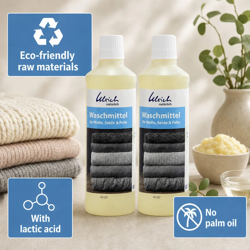 Wool Detergent, Silk Detergent, Delicate Detergent, 2 x 500 ml Liquid with Lanolin, Wool and Silk Detergent