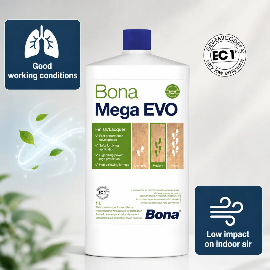 Bona Mega Evo Extra Matte Wood Floor Finish, 1 Liter, Extra Matte Wood Sealer