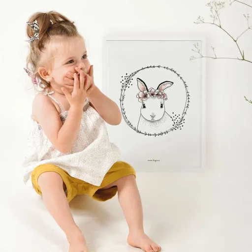 Lilipinso poster bunnies with flowers white pink