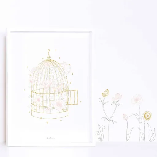 Lilipinso Wall sticker A3 flowers with stem pink gray ocher