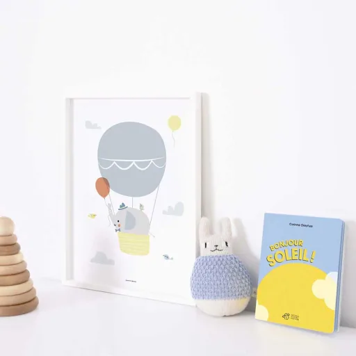 Lilipinso poster elephant in the balloon gray and yellow