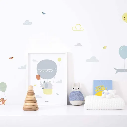 Lilipinso poster elephant in the balloon gray and yellow