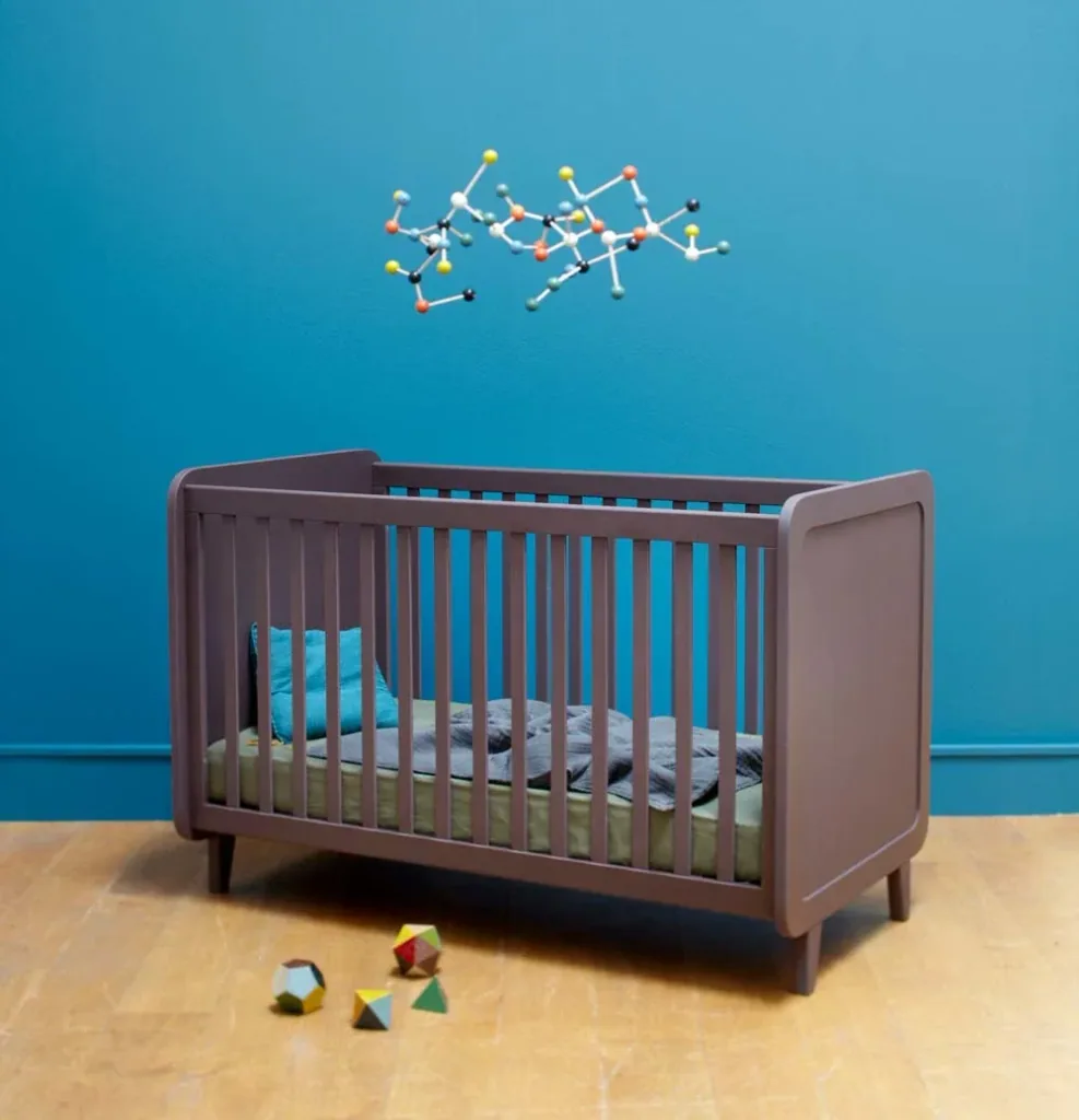 Laurette baby bed 70 x 140 cm Accroche Coeur, Color: gray green