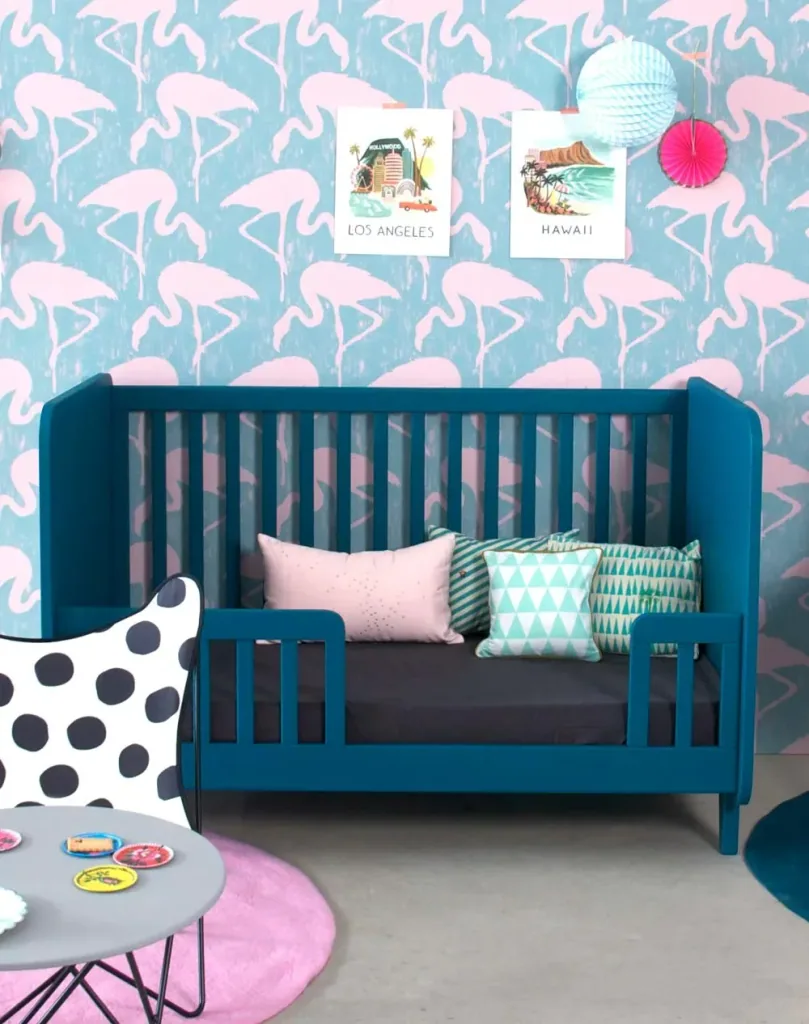 Laurette baby bed 70 x 140 cm Accroche Coeur, Color: gray green