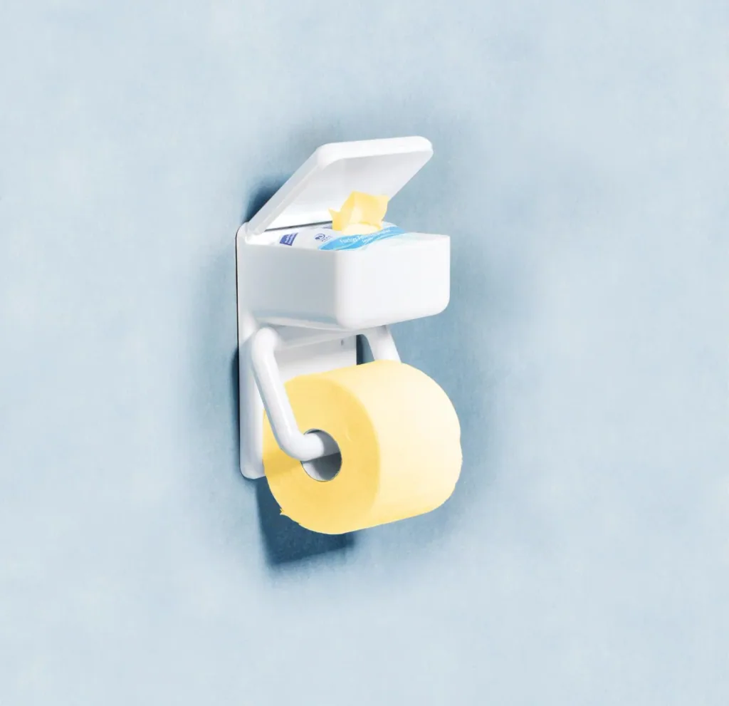 Duo toilet paper holder, with wet wipe box