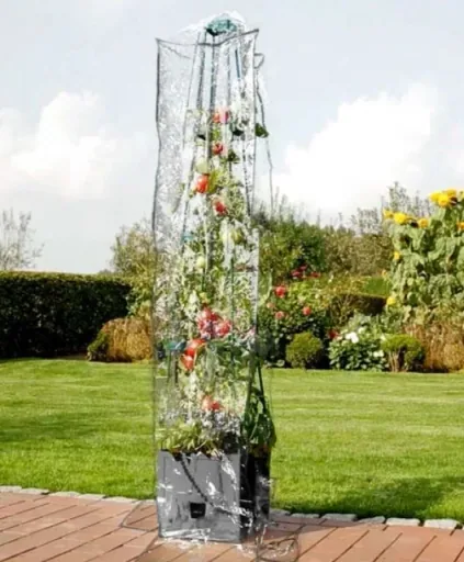 Net cover "Maxitom" for plant tower with trellis