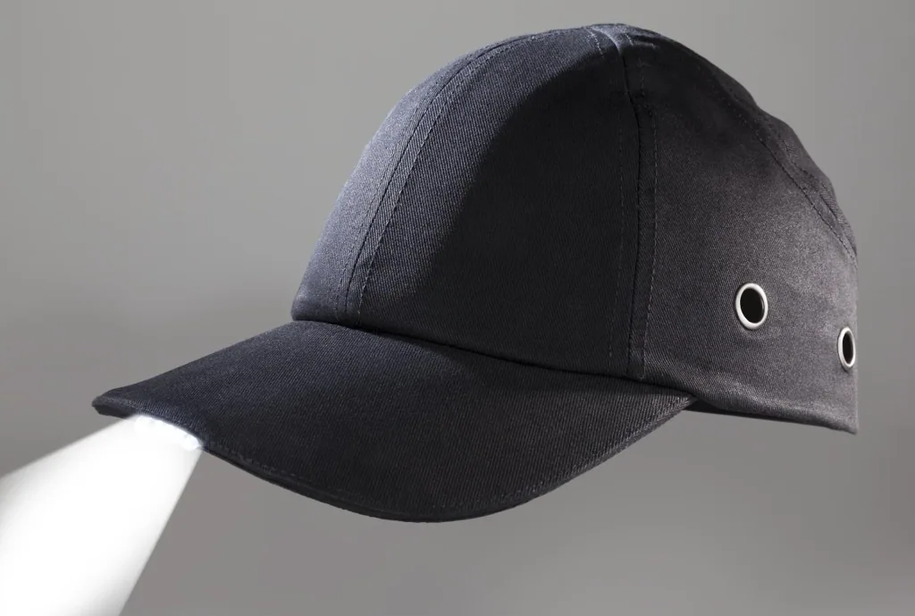 Black safety cap with LED