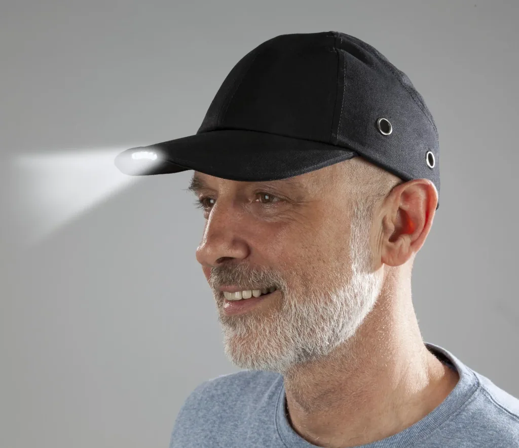 Black safety cap with LED