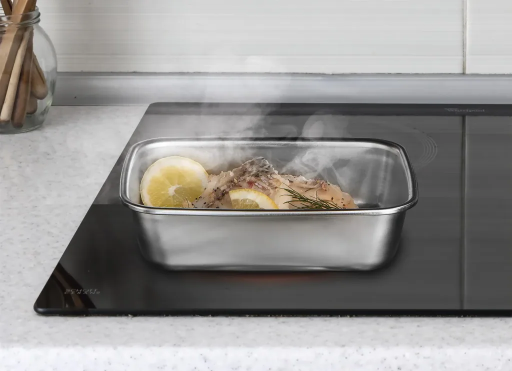 Stainless steel food storage container set, 8 pieces - microwave safe!