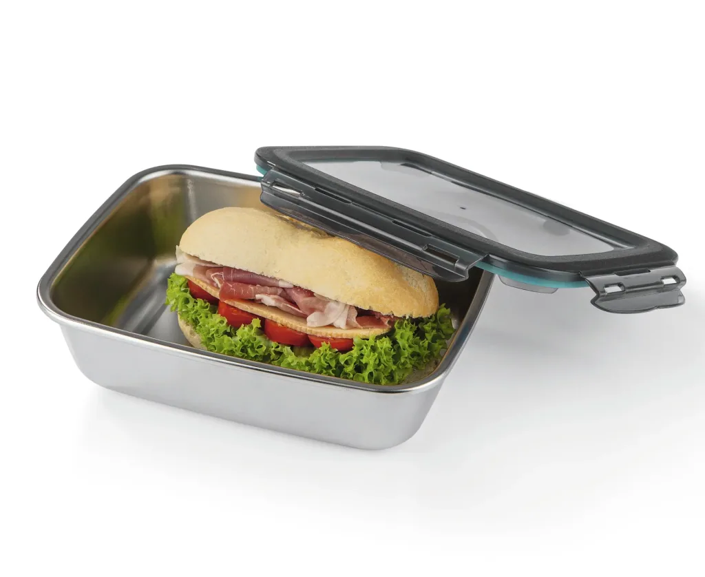 Stainless steel food storage container set, 8 pieces - microwave safe!