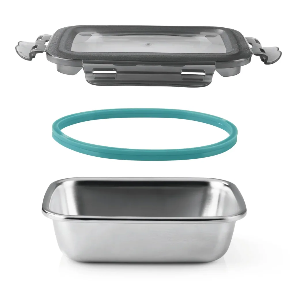 Stainless steel food storage container set, 8 pieces - microwave safe!