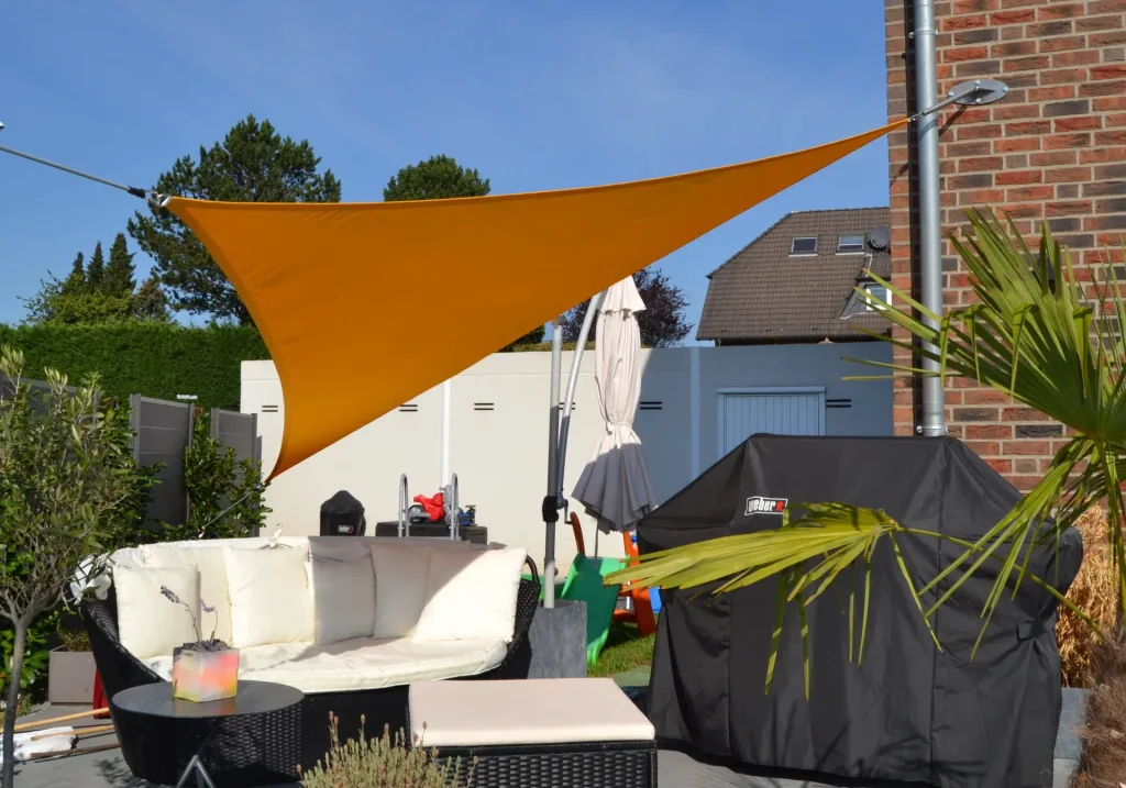 Triangular sun sail, water-repellent, sunny yellow, 360 x 360 x 360 cm