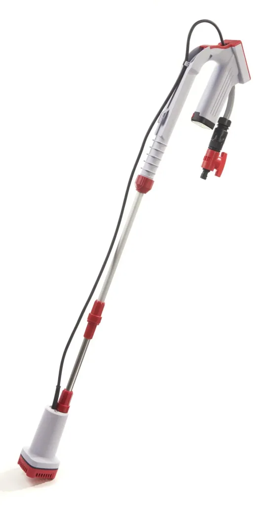 Battery-powered rain barrel pump, telescopic, 12 volts