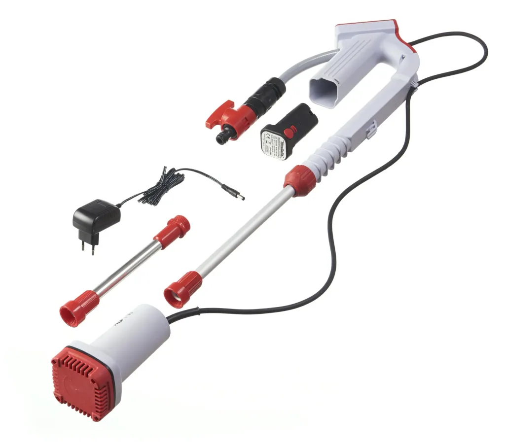 Battery-powered rain barrel pump, telescopic, 12 volts