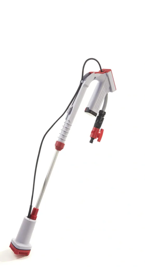 Battery-powered rain barrel pump, telescopic, 12 volts