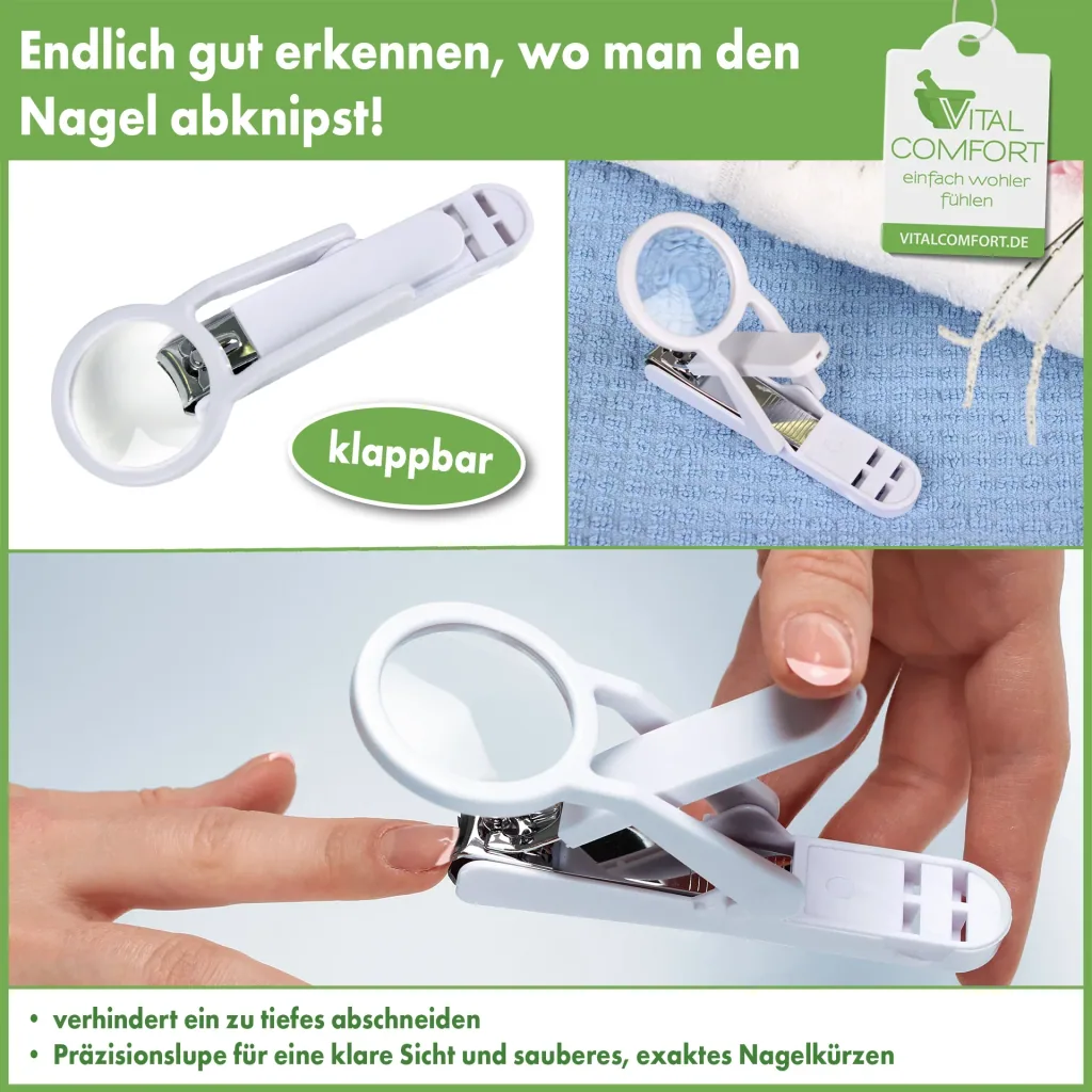 Nail clippers with magnifying glass, white