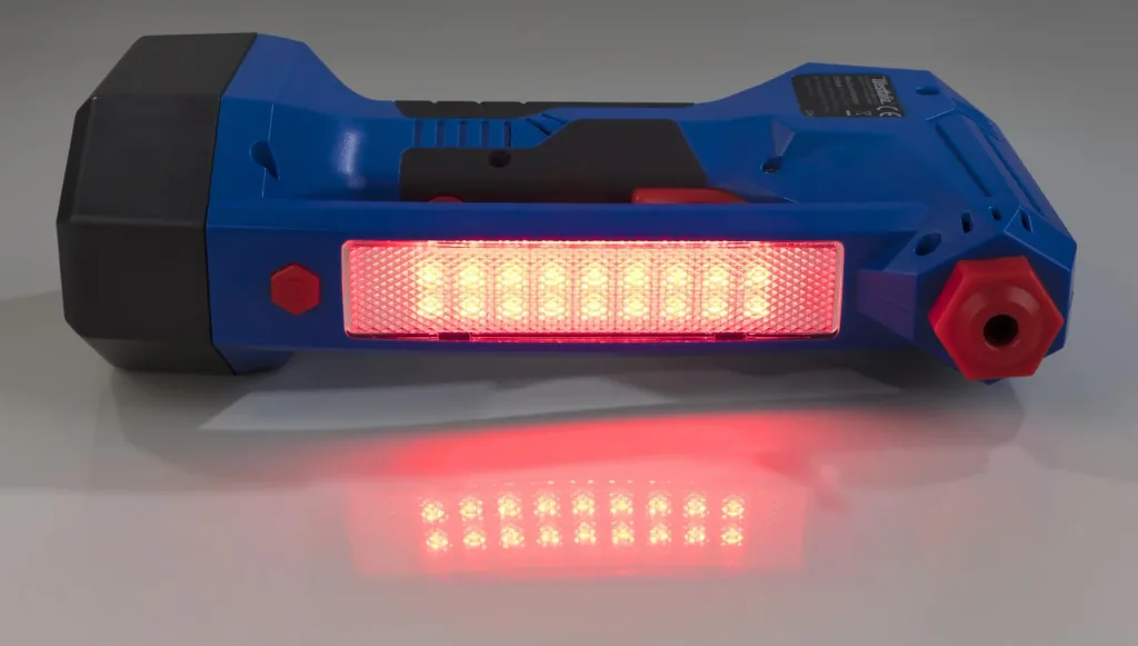 12 Volt battery-powered air pump - with work and warning light - "Hybrid"