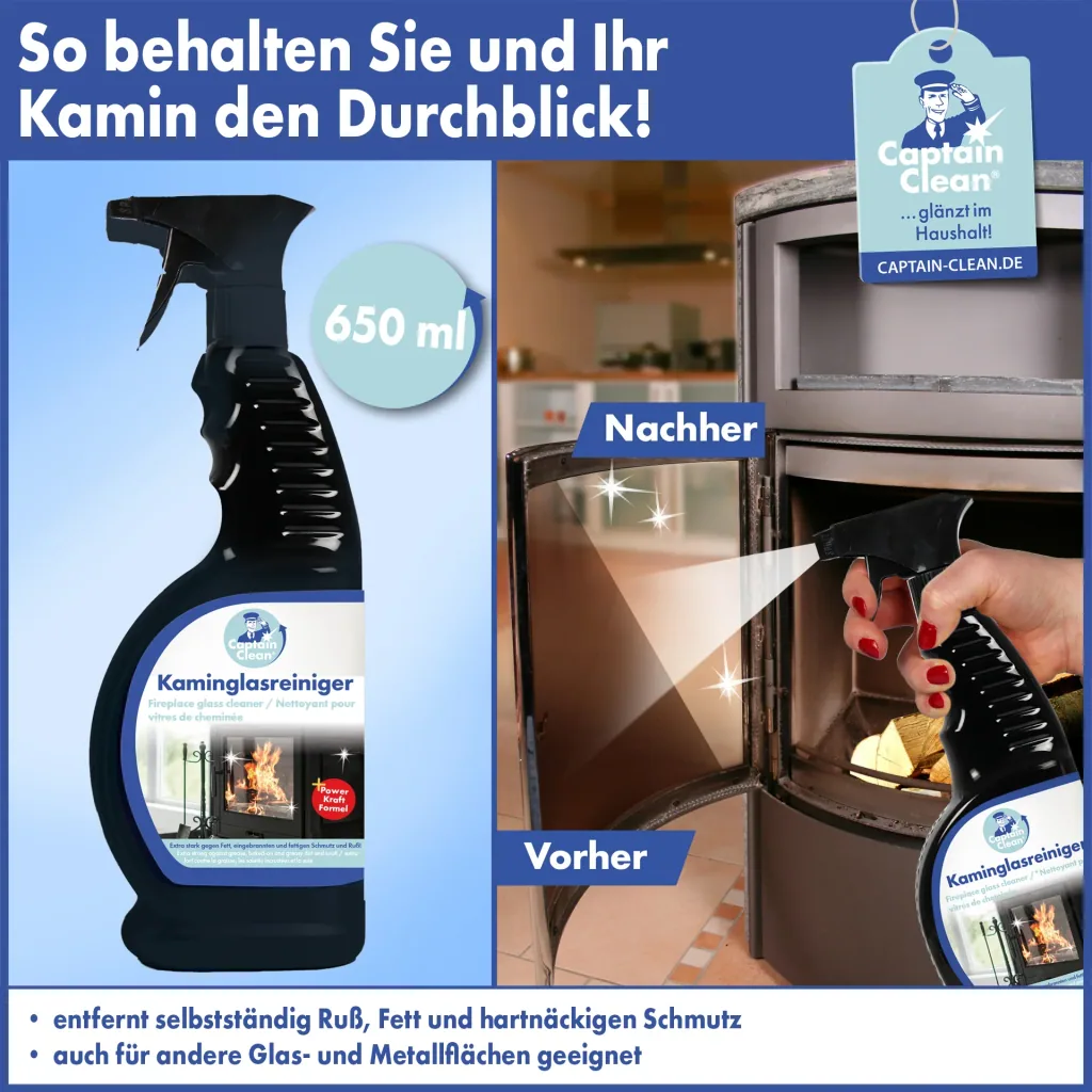 Fireplace glass cleaner, 650 ml