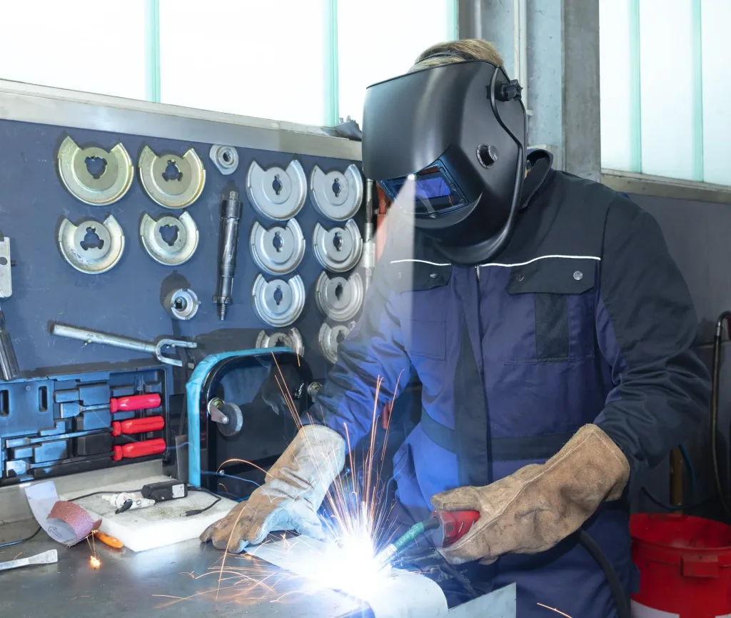 Automatic welding helmet with additional LED